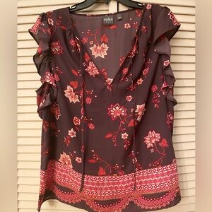 NY & Company Purple & Pink Floral Blouse